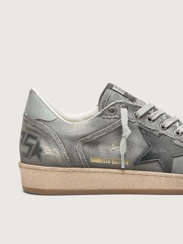 Ball Star LTD para hombre en denim gris con estrella de cuero negro