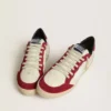 Ball Star LTD para hombre en napa color crema con estrella de piel blanca e inserciones de ante rojo