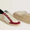 Ball Star LTD para hombre en napa color crema con estrella de piel blanca e inserciones de ante rojo