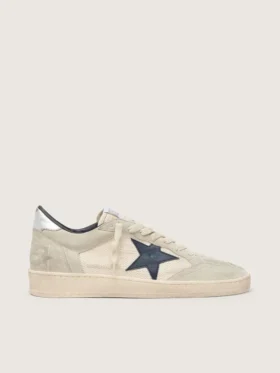 Ball Star LTD para mujer en ante gris con estrella azul e inserciones de ganchillo en color crema