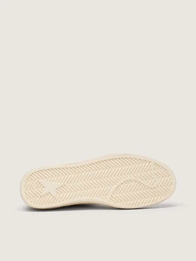 Ball Star LTD para mujer en ante gris con estrella azul e inserciones de ganchillo en color crema