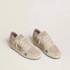 Ball Star LTD para mujer en ante rosa y beige con lengüeta del talón de piel gris perla