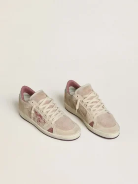 Ball Star LTD para mujer en ante rosa y beige con lengüeta del talón de piel gris perla