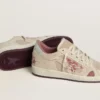 Ball Star LTD para mujer en ante rosa y beige con lengüeta del talón de piel gris perla