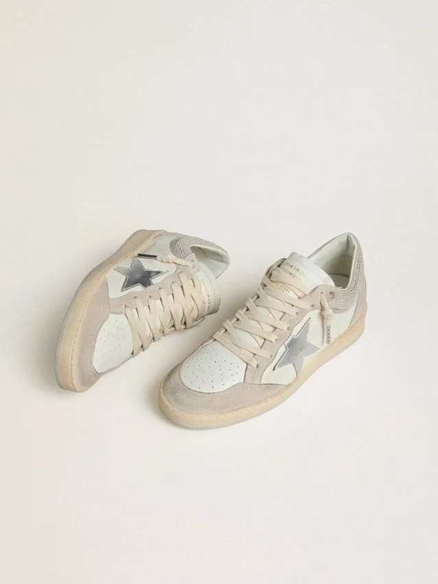Ball Star LTD para mujer en piel napa y ante con estrella de piel plateada y cristales Swarovski