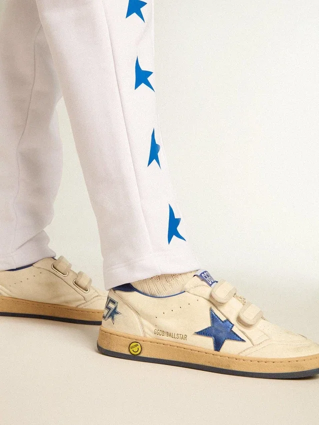 Ball Star Young con estrella de piel azul metalizada y lengüeta en el talón