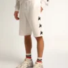 Bermudas blancas de estilo vintage para hombre con estrellas negras en contraste