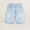 Bermudas de mujer en denim con efecto desgastado