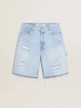 Bermudas de mujer en denim con efecto desgastado