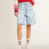 Bermudas de mujer en denim con efecto desgastado