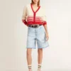 Bermudas de mujer en denim con efecto desgastado