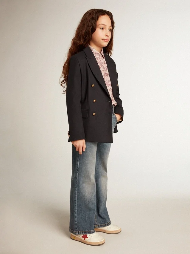 Blazer azul oscuro de doble botonadura para niños
