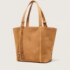 Bolso 24/7 East West en ante color camel con flecos
