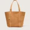 Bolso 24/7 East West en ante color camel con flecos