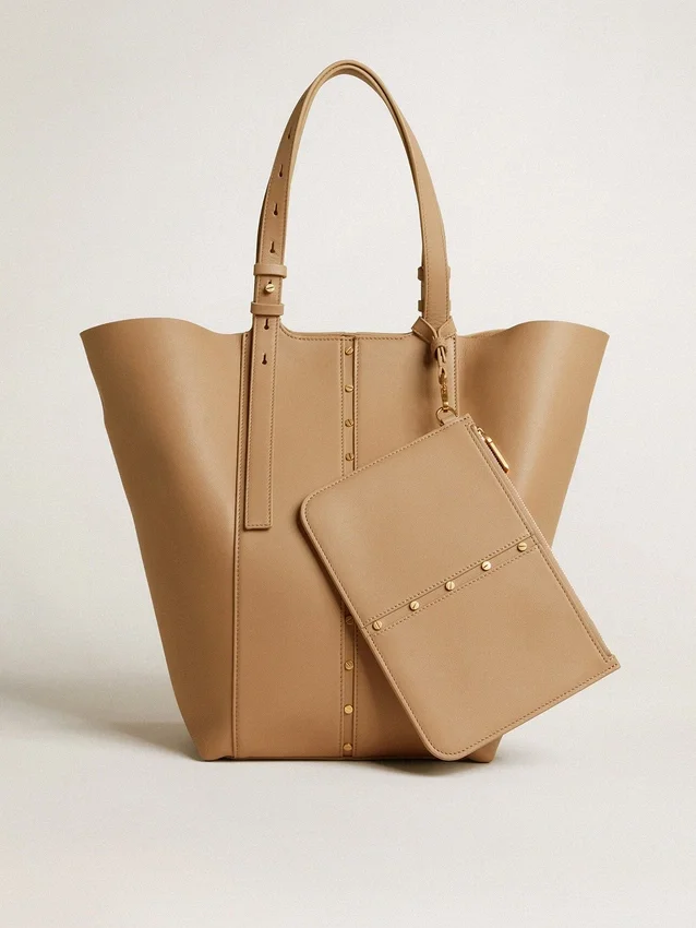 Bolso 24/7 North South en piel color capuchino con asas ajustables