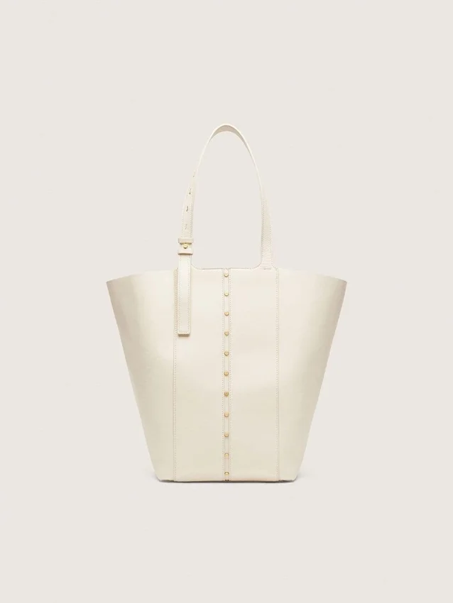 Bolso 24/7 North South en piel color mantequilla con asas ajustables