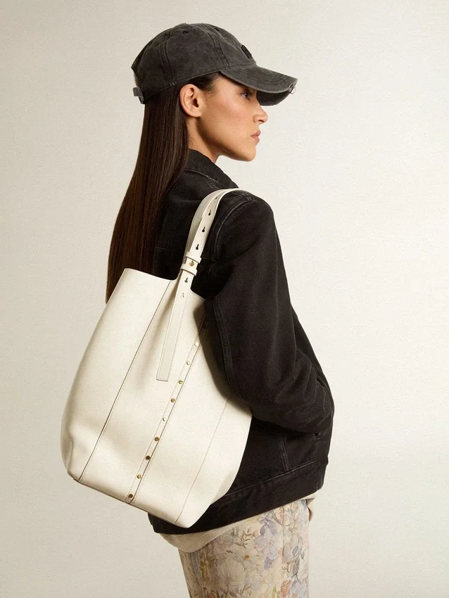 Bolso 24/7 North South en piel color mantequilla con asas ajustables