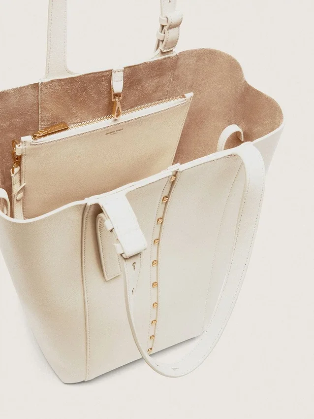 Bolso 24/7 North South en piel color mantequilla con asas ajustables