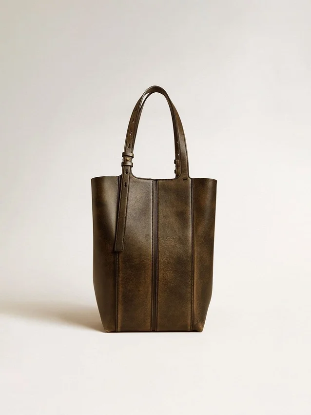 Bolso 24/7 North South en piel envejecida negra con asas ajustables