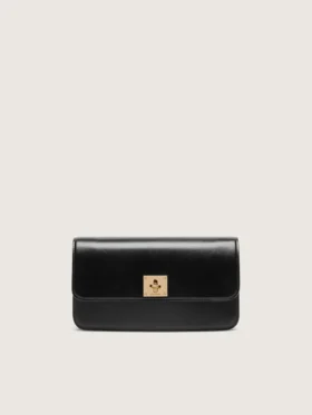Bolso Gioia en piel negra con detalles dorados