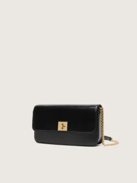 Bolso Gioia en piel negra con detalles dorados