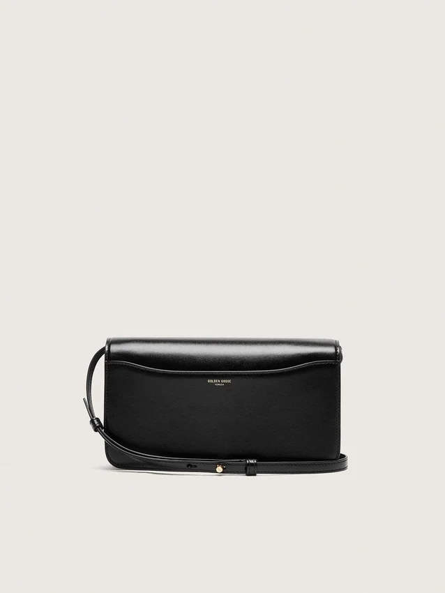 Bolso Gioia en piel negra con detalles dorados