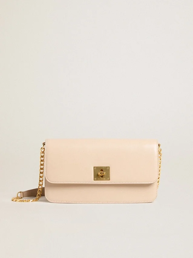 Bolso Gioia en piel repujada rosa pálido con detalles dorados