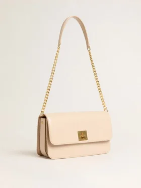 Bolso Gioia en piel repujada rosa pálido con detalles dorados