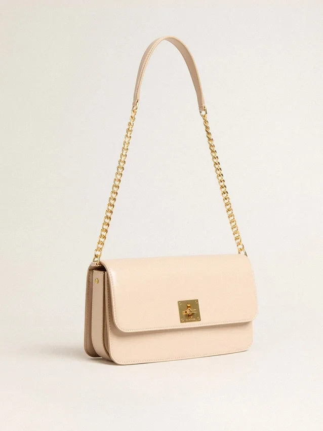 Bolso Gioia en piel repujada rosa pálido con detalles dorados