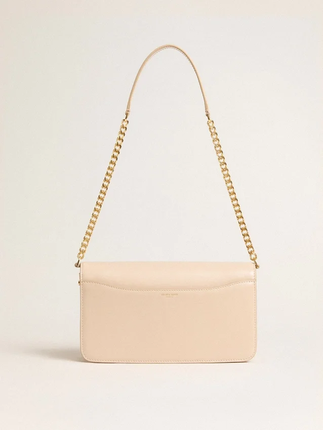 Bolso Gioia en piel repujada rosa pálido con detalles dorados