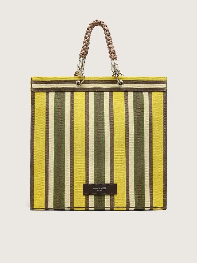 Bolso Spiaggina a rayas en amarillo, verde y marrón