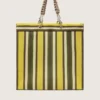 Bolso Spiaggina a rayas en amarillo, verde y marrón