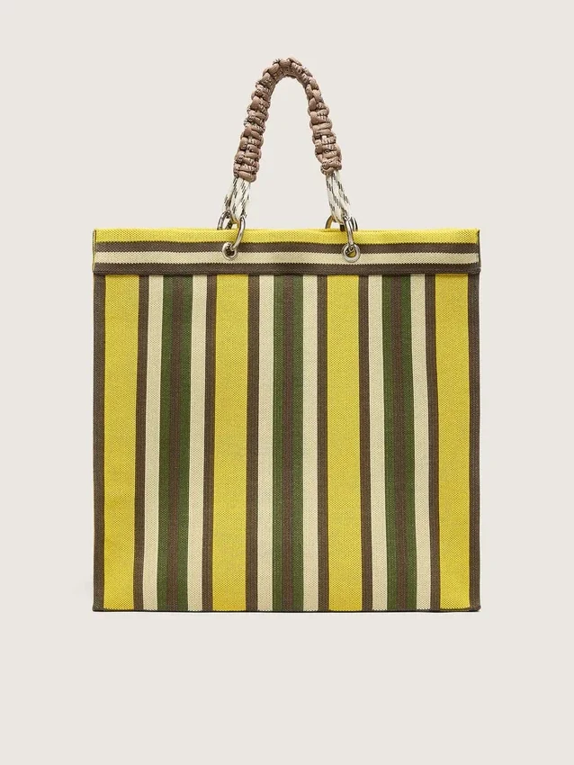 Bolso Spiaggina a rayas en amarillo, verde y marrón