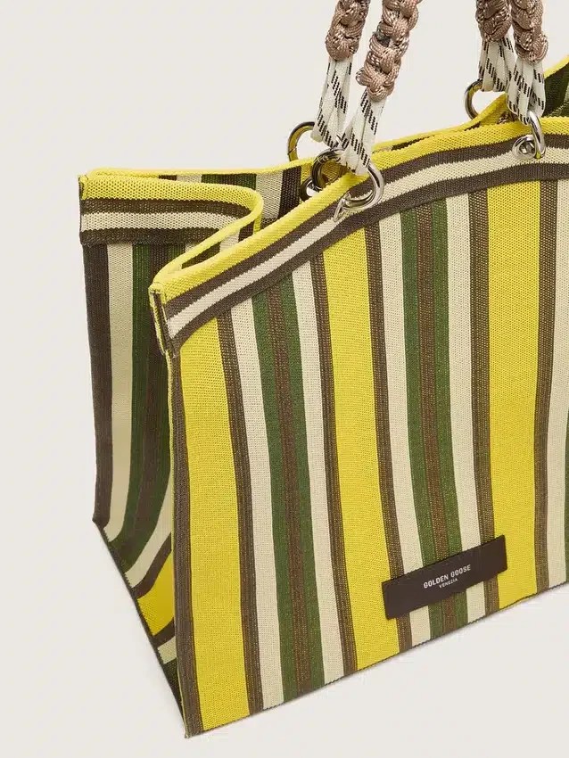 Bolso Spiaggina a rayas en amarillo, verde y marrón