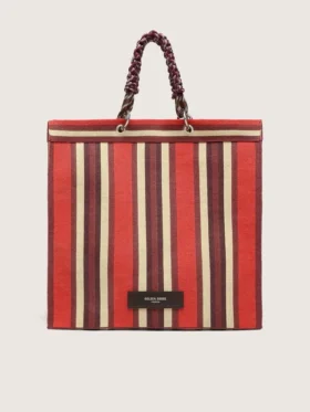 Bolso Spiaggina a rayas en rojo, crema y burdeos