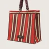 Bolso Spiaggina a rayas en rojo, crema y burdeos