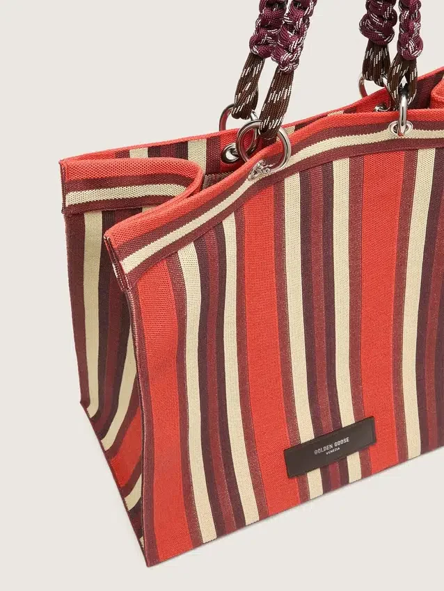 Bolso Spiaggina a rayas en rojo, crema y burdeos