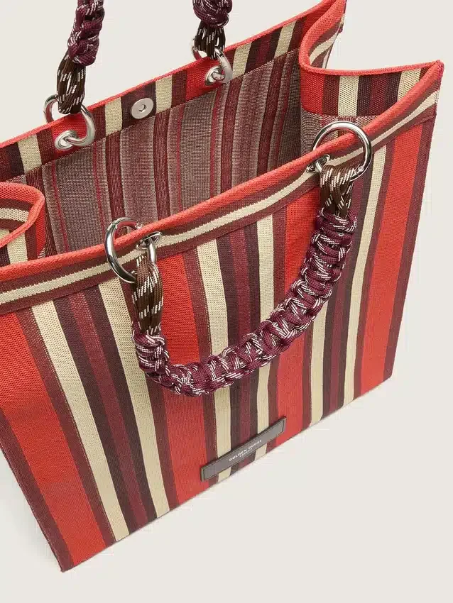 Bolso Spiaggina a rayas en rojo, crema y burdeos
