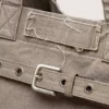 Bolso tote de lona antracita con bordados y detalles en plata envejecida