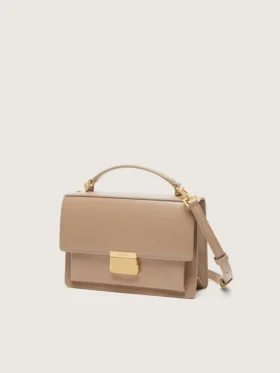 Bolso Venezia en piel beige con detalles dorados