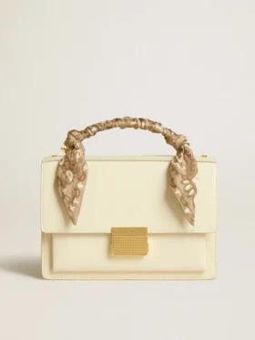 Bolso Venezia en piel de color mantequilla con pañuelo de seda