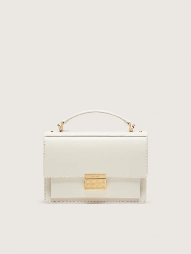 Bolso Venezia en piel de vacuno color mantequilla con detalles dorados