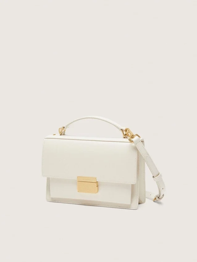 Bolso Venezia en piel de vacuno color mantequilla con detalles dorados