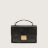 Bolso Venezia en piel envejecida negra con detalles dorados