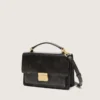 Bolso Venezia en piel envejecida negra con detalles dorados