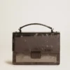 Bolso Venezia en piel metalizada gris antracita con detalles en negro
