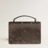 Bolso Venezia en piel metalizada gris antracita con detalles en negro