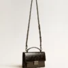 Bolso Venezia en piel metalizada negra con detalles en negro