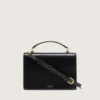 Bolso Venezia en piel negra con detalles dorados