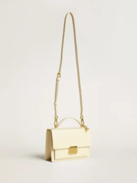 Bolso Venezia en piel repujada color mantequilla con doble colgante